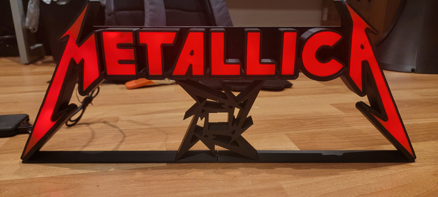 large metallica light box by cruizincris2006 generative 3d model my sign matters enter sandman master of puppets one fade to black bell tolls whiskey in jar seek destroy unforgiven i roam sad true day comes fuel turn home mama kirk moth a flame 3d print model - Mito3D