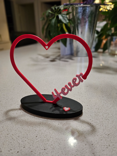 4ever heart sign & base by tommy gun art signs logos love hearth valentine logo 4 3d print model - Mito3D