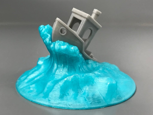 benchy on a wave remixed by fletch22 3d printer test models wave display 3d print model - Mito3D