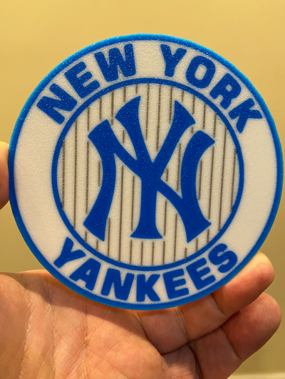 york yankees coaster set of 4 by cybr3d hobby & diy sport outdoors ny baseball pro beer soda beverage 3d print model - Mito3D