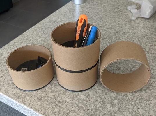 container organizer cup - upcycled esun refill cardboard cores by kvnper tools organizers reuse upcycle recycling recycle cylinder core tall recycled short 3d print model - Mito3D