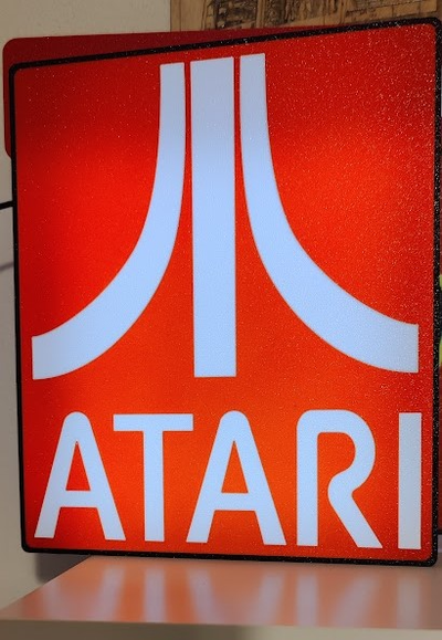 atari logo caja ligera by kf diseños casa decoración ligero arcada antiguo 3d print model - Mito3D