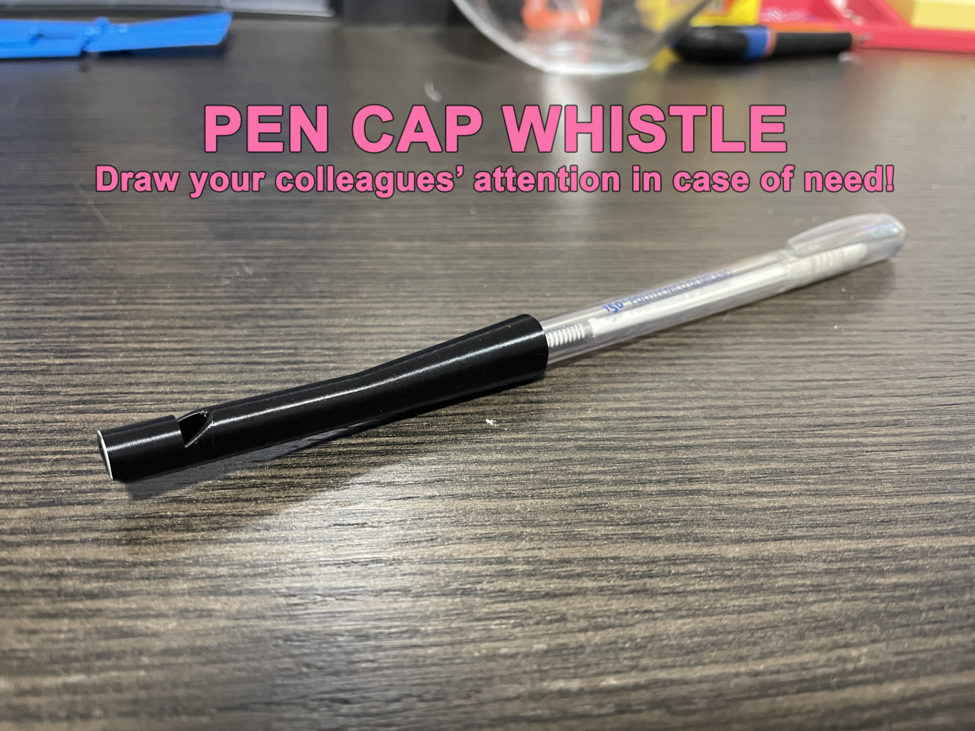 whistle cap pen by effeg studio tools gadgets lid loud loudwhistle fun gadget office officeaccessories 3D print model - Mito3D