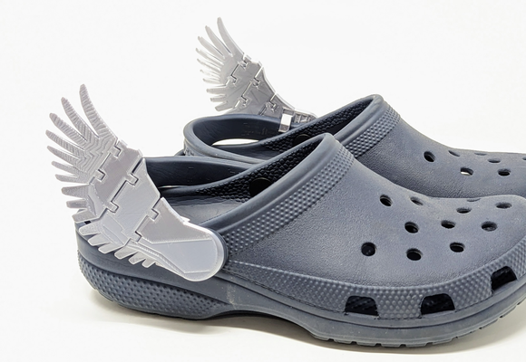 articolato croc ali remixato by spacemanspiff moda calzature jibbitz jibbet jibbit pegasus ermete in esecuzione 3d print model - Mito3D