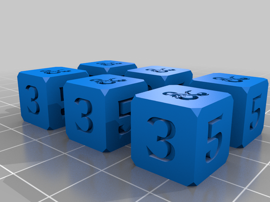 d&d ampersand d6 set by h3d toys & games dice dnd dndprop dungeon dungeons dungeonsanddragons dungeonsdragons dungeondnd tabletop tabletopgame tabletopgaming tabletoprpg d6dice die 12mm 3d print model - Mito3D