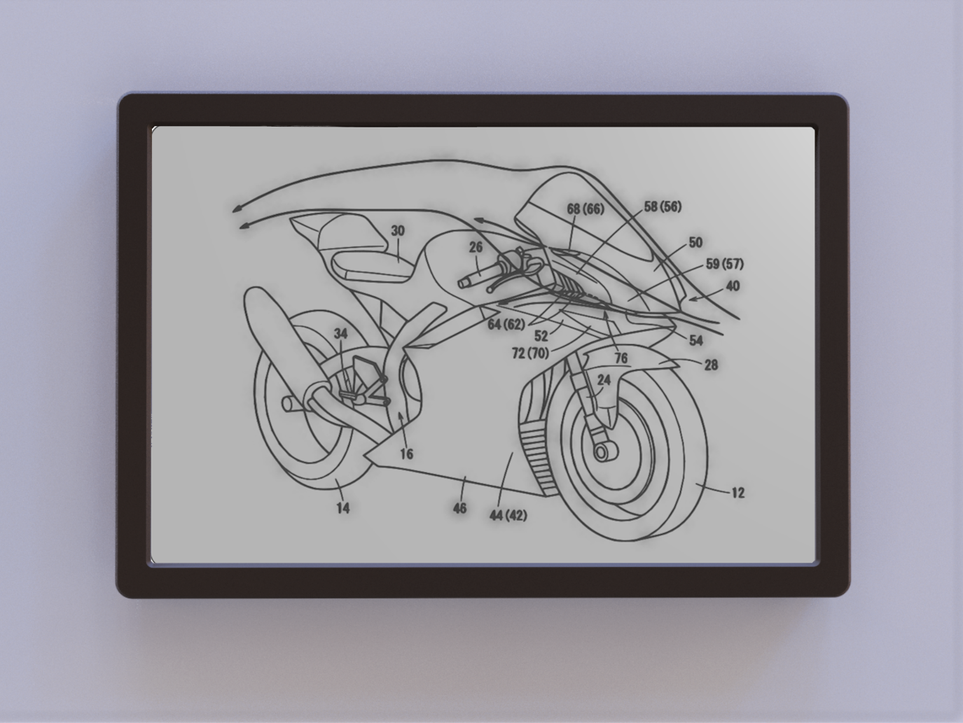 honda cbr1000rr-r sp patent art by ken mills 2d wallart patentart cbr1000rr motorcycle 3D print model - Mito3D