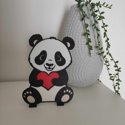 panda love by satisartes household decor 2d art heart walldecor wall walldecoration valentine day lovers 3d print model - Mito3D