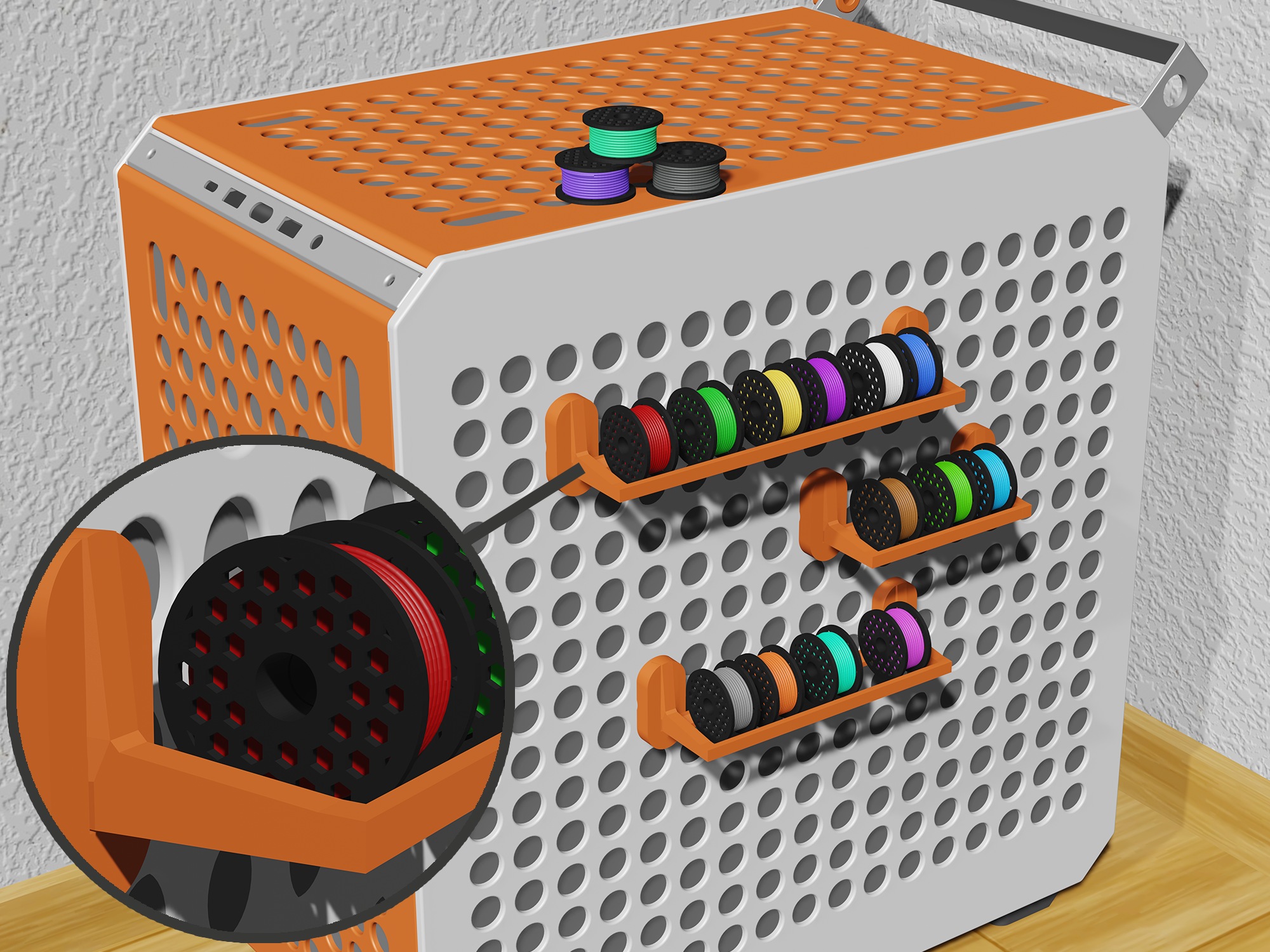 hex filament spool decoration qube 500 remixed by molodos tools gadgets prusa maker prusament tiny color small cute computer sample pla cool filamentsample fancy coolermaster colorsample prusamentspool variants qube500 3D print model - Mito3D