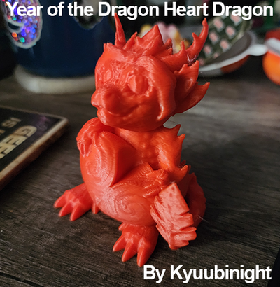 year of dragon heart supportless by kyuubinight art sculptures chinesenewyear gift love lunarnewyear newyear printinplace valentinesday 3d print model - Mito3D