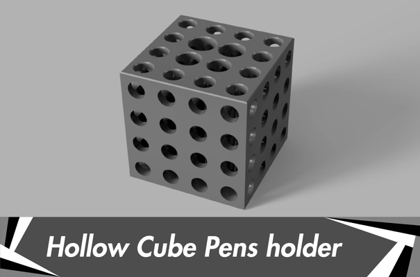 hollow cube pen holder by creativity lab household office metal metalwroking metalmeccanica cubes cubed cubeholder h older penna portapenne portapenna pencil pencils pens pencup cuppen penholder holderpen desk decor decoration offices desks desktop 3d print model - Mito3D