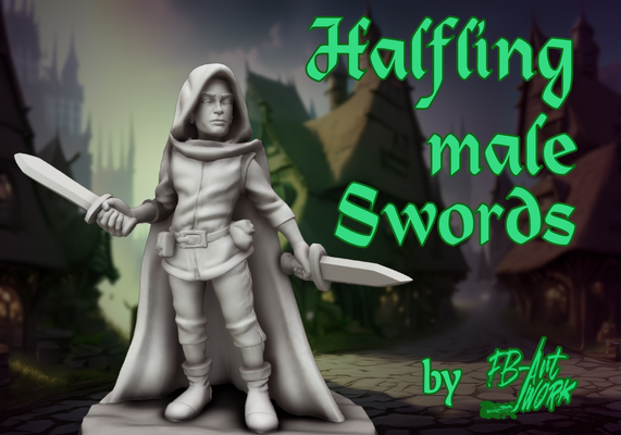 dnd miniature halfling swords by fb-artwork miniatures people mini dndminiature token 3d print model - Mito3D