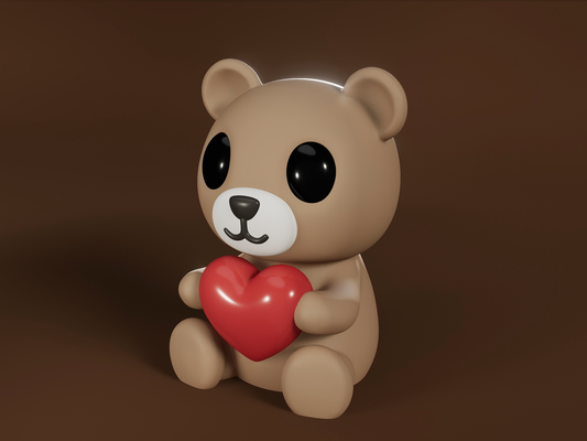 san valentin día osito peluche oso by 3dmdesign arte esculturas lindo ositoconcorazon amor corazón san valentín regalo enamorado encantador sonreír esculpir escultura figurilla 3d print model - Mito3D