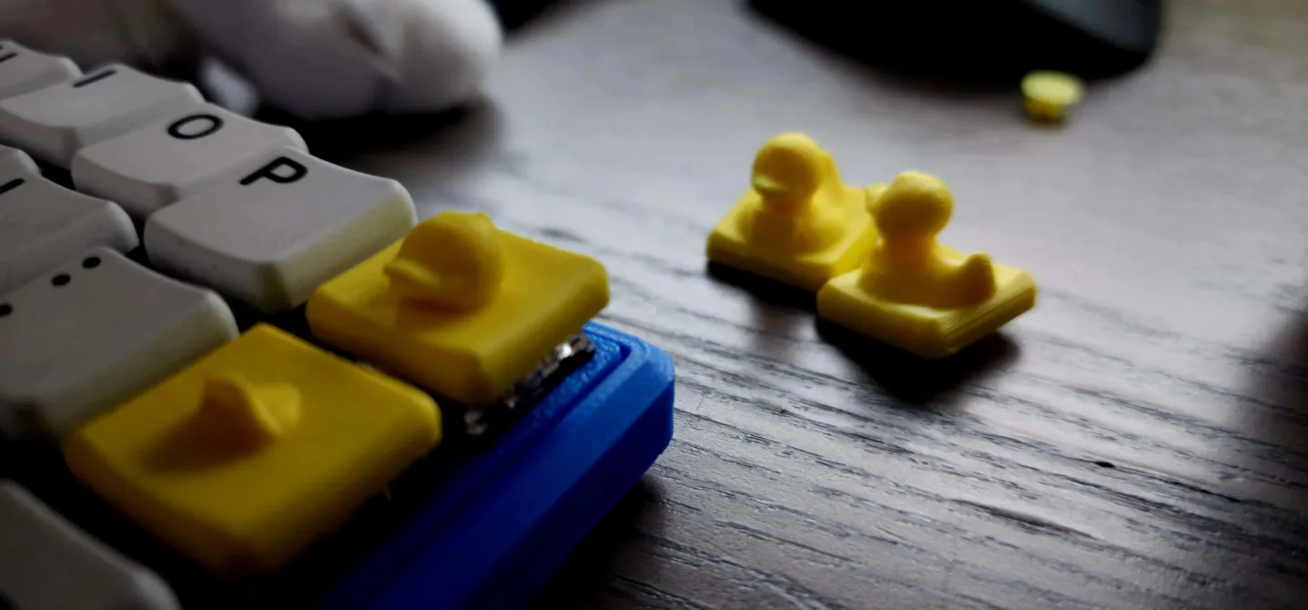 duck sculpted choc keycaps remixé by gos mos outils gadgets keycap clavier mx canard mignon caoutchouc 3D print model - Mito3D