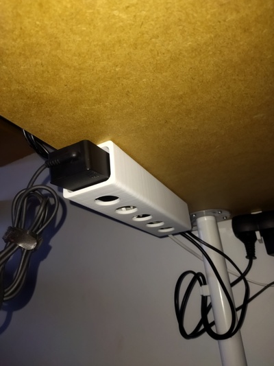 ikea linnmon table - cable management by ap engineering household office cables power cord laptop adapter guide clean 3d print model - Mito3D