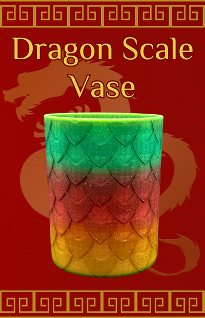 dragon scale vase by pink 3dp household decor organizer pencup dragonscale dragonvase 3d print model - Mito3D