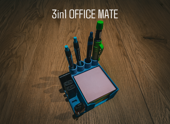 three in one bureau camarade by conclusion ménage offic post it titulaire soutien stylo usb organisateur 3d print model - Mito3D