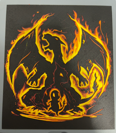 fire evolution 2 hueforge by 2emme3dlab art 2d charizard charmeleon charmander pokemon yellow 3d print model - Mito3D