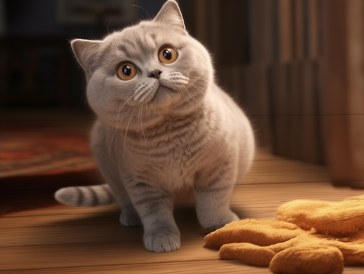 british shorthair cat glimpse hueforge by cubic garden art 2d realistic 3d print model - Mito3D