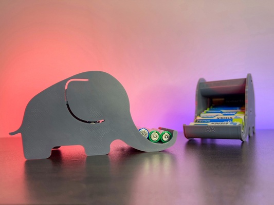 elefante batteria dispenser by mef disegni utensili organizzatori organizzatore animale inserire porta aabattery aaabattery 3d print model - Mito3D
