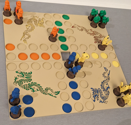 ludo jeu planche dragon style mensch rger nichement brett by aurillion jouets jeux aerger équilibre jouet dé a1 mini 3d print model - Mito3D