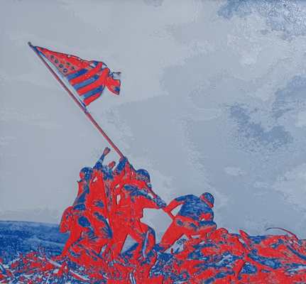 hutschmiede deutung of iwo jima marine flagge erziehen by jerry palmer generativ 3d modell lithophan abonnieren filamentmalerei marinesoldaten kunst 3d print model - Mito3D