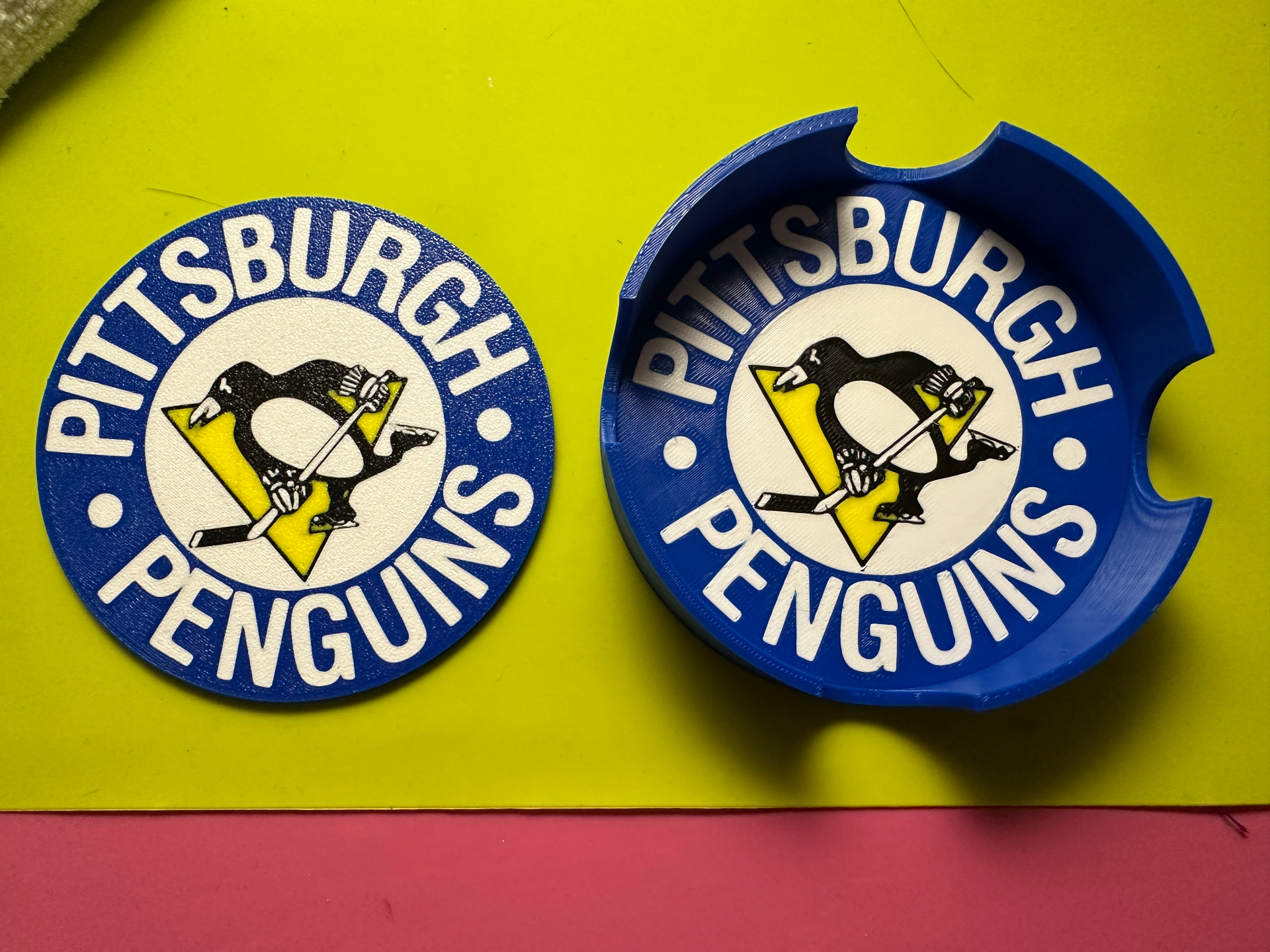 pittsburgh pingüinos 1968 invierno clásico azul logo portavasos soporte by gang 3d aventuras casa decoración nhl hockey posavasos conjunto montaña deportes 3D print model - Mito3D