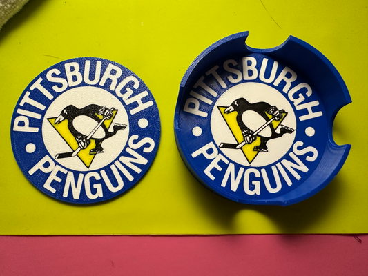 pittsburgh penguins 1968 winter classic blue logo coaster holder by a-gang 3d adventures household decor nhl hockey coasterholder set coasterset sports 3d print model - Mito3D