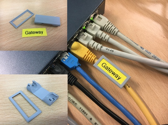 parametrik kablo etiket kulp destek ethernet ağ usb pc güç kablolar vesaire by cmr hobi kendin yap elektronik kedi işaret işaretleme rj45 etiketleme cat5 etiketi cat6 cat5e cat6a işareti 3d print model - Mito3D