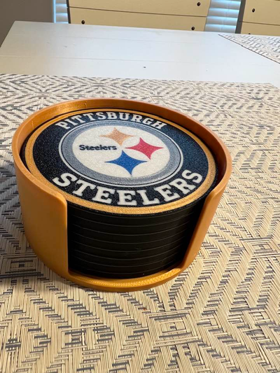 steelers coaster by mipmay3d household decor football pittsburgh pittsburghsteelers nfl nflcoaster nfllogo penns mancave beer beercoaster coffee can soda drinkcoaster 3d print model - Mito3D