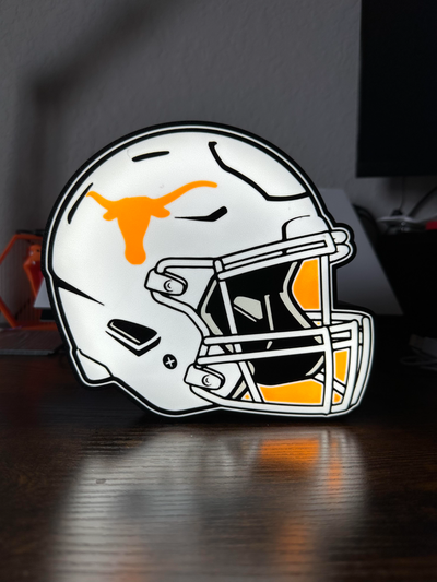 longhorns caixa luz by nerd gênio coletivo arte sinais logotipos longo chifre chifres texas texano faculdade futebol pé bola esporte esportes equipe times capacete mascarar jogos toque pague offs 3d print model - Mito3D