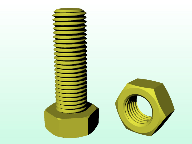 m20x60 boulon écrou by mariage outils mécanique noisettes 3D print model - Mito3D