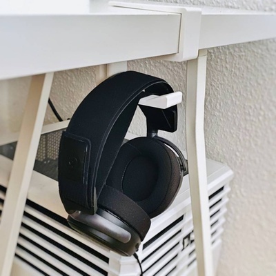 ikea lennmon headphone underdesk hanger 34mm plates remixed by bendim household office headphones headphoneholder thingiverse headphonehanger ikealennmon 3d print model - Mito3D