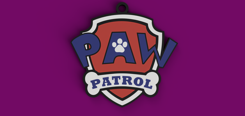 paw patrol logo kechain - purge remixed by askenar art coin & badges badge keychain chase pawpatrol skye rocky zuma 3d print model - Mito3D