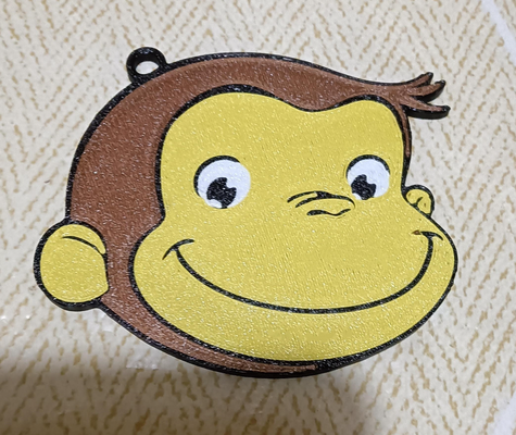 curious george keychain by askenar art coin & badges logo badge curioso ams ready curiousgeorge kid kids child children 4 colors needed color cartoon monkey tv 3d print model - Mito3D