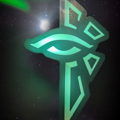 ingress enlightened light box by eevul machinations toys & games mobile game green glow symbol lightbox in dark logo 3d print model - Mito3D