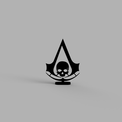 assassino credo preto bandeira logotipo ficar pé by lockwick arte sinais logotipos assassin's creed bandeira preta videogame escultura 3d print model - Mito3D