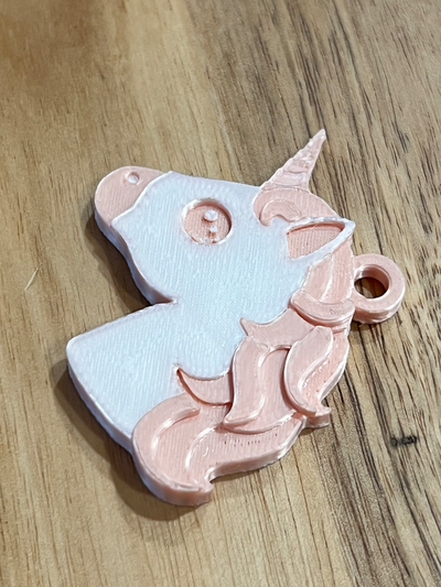 unicorn keychain remixed by florianzach art 2d einhorn pla silk anhaenger 3d print model - Mito3D