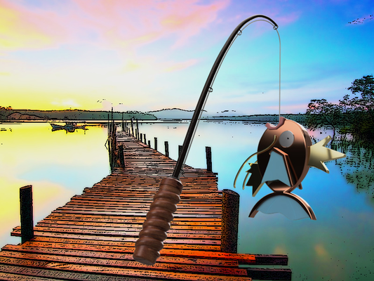 fishing rod giocattolo by chipotle passatempo fai sport all'aperto asta pesce pesca legna quercia quercia angelo mare acqua manichino ponte passerella ragnatela insetto cibo animale 3d print model - Mito3D