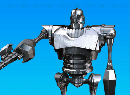 ferro gigante attacco modalità de by 3dxav passatempo fai robotica irongiante gigante superuomo attackmode vecchio film cartoni animati 3d print model - Mito3D