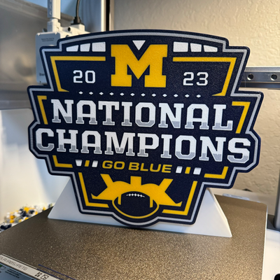 2023 cfp national meisterschaft logo michigan vielfraße licht box by 3dprintdaily haushalt dekor fußball sport go blau feld höhle zeichen bar hagel 3d print model - Mito3D