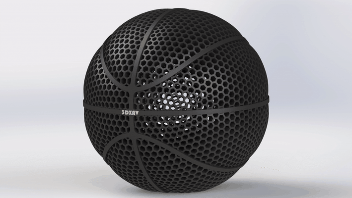 airless basketball v2 by 3dxav loisir diy sport air jordan koby nba panier balle ballon jouer jeu nike wilson équipement 3dxtore david davidlikestoprint hexagone hexagonal 3d print model - Mito3D