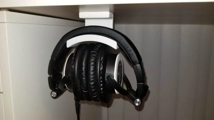 headphone holder by jonnaylin hobby & diy music headphonehanger headphoneholder mount 3d print model - Mito3D