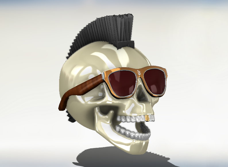 skull punk by 3dxav art sculptures style craneo esqueleto calavera desk glasses sun sunglasses mohank cool mohicano 3D print model - Mito3D