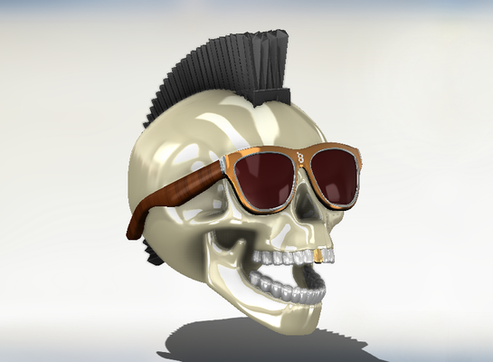 skull punk by 3dxav art sculptures style craneo esqueleto calavera desk glasses sun sunglasses mohank cool mohicano 3d print model - Mito3D