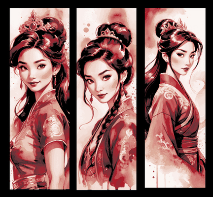 fan arte impostato of 3 segnalibri disney principessa mulan ritratto cinese bellezza by mclanesmemories 2d cina art principessamulan libro segnalibro marchio pennarello fucina cappelli 3d print model - Mito3D