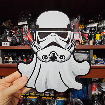 star wars inspired halloween ghost hueforge stormtrooper by chris pirillo art 2d trooper boo scary flat fun decor ai midjourney 3d print model - Mito3D
