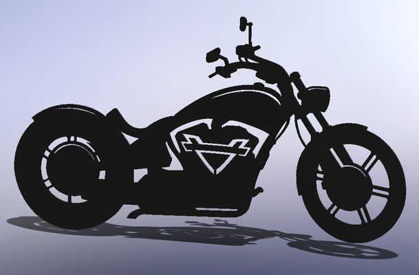 motocicleta crucero bicicleta silueta arte by str8uprevving 2d pared 3d print model - Mito3D