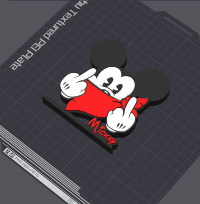 mickey fare fu masa ayakta durmak by 5kyrunn3r sanat heykeller minnie donald ördek şapşal disney disneyland logo işaret ams hazır kahretsin orta parmak micky maus 3d print model - Mito3D