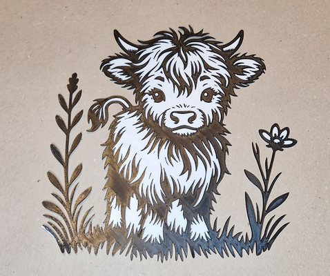 parete arte bambino altopiano mucca fiori 1 filament change necessario by ponte 2d arredamento highlandcow fiore carina 3d print model - Mito3D