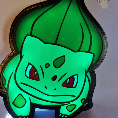 bulbasaur by 3dcreativecustom art signs & logos light bulbasaurpokemon night lamp pokemon catch sign 3d print model - Mito3D